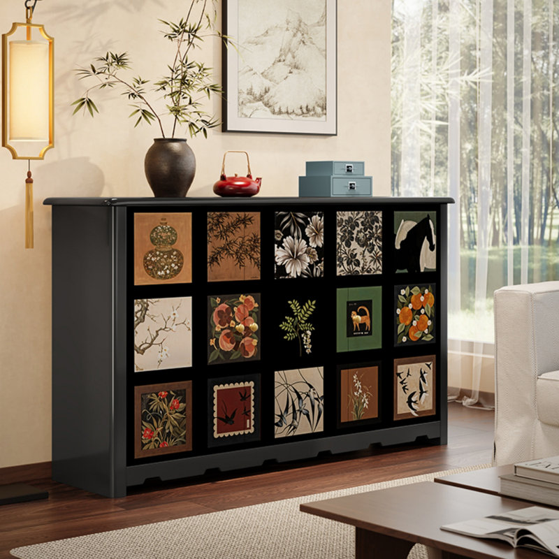 59.06'' Wide Solid Wood Sideboard, Black