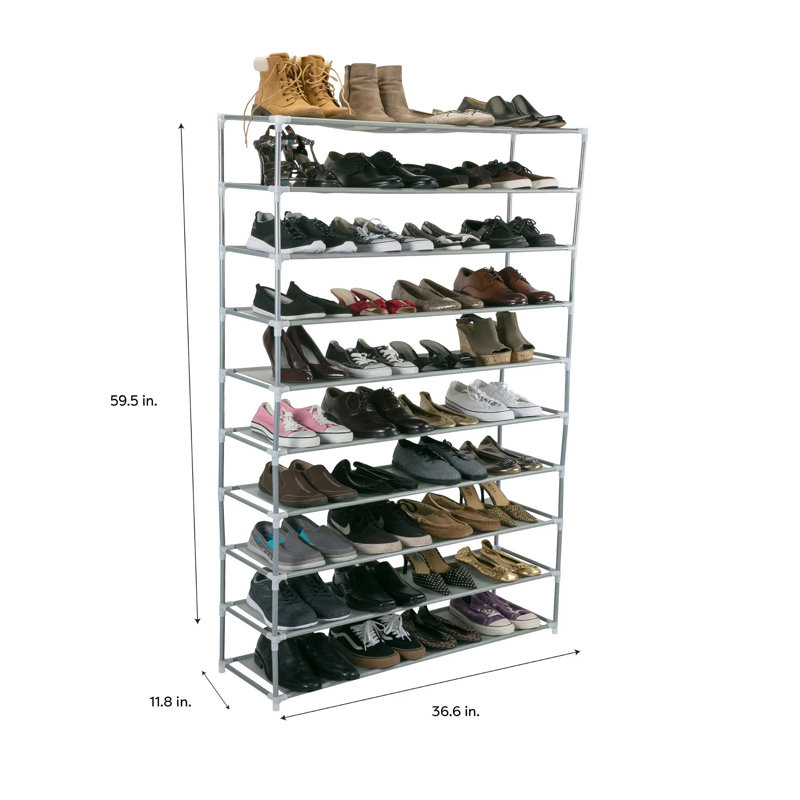 Burrier 50 Pair Shoe Rack, Gray