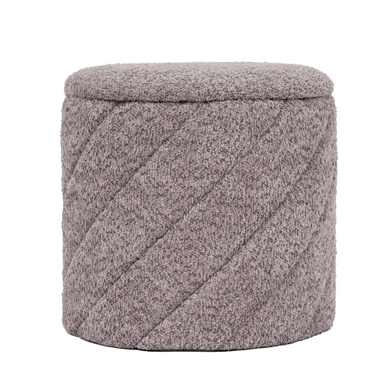 Chenille Tufted Round Storage Ottoman with Flip Top-15" W x 15" D x 15" H, Gray