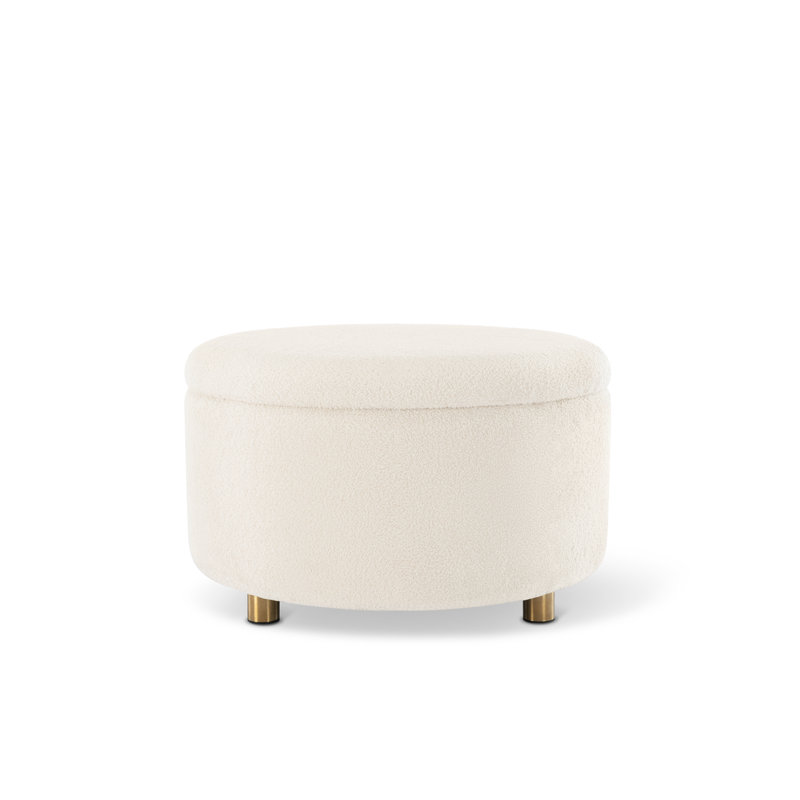 Caseville 28" Wide Upholstered Storage Ottoman, Cream Chenille