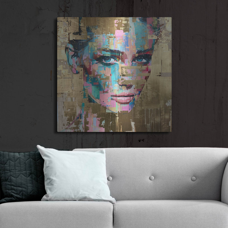 Art mural en métal Winston Porter «Golden Hues Portrait» par Svetlana Aleynikova, H 36 po x l 36 po