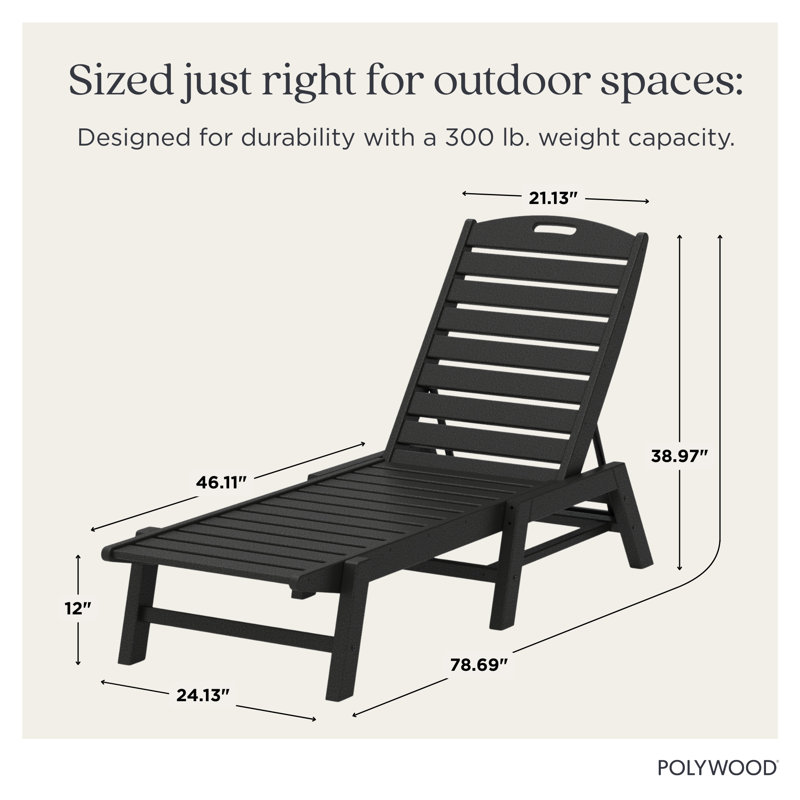 POLYWOOD Nautical Chaise, Black