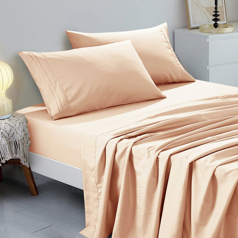 Ensemble de draps en microfibre Jcrown, Pêche, Ensemble de draps pour très grand lit avec 2 taie