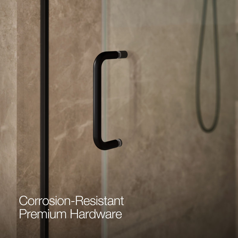 Elate Tall Sliding Shower Door, 75-1/2-In H X 44-1/4 - 47-5/8-In W, With Heavy 5/16-In Thick Crystal Clear Glass, Black
