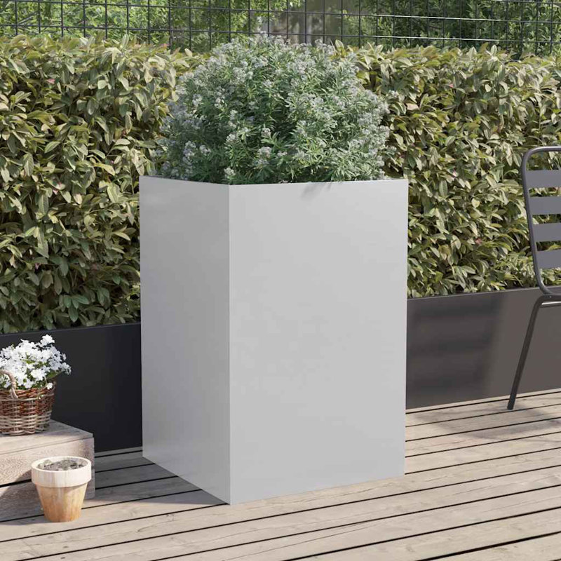 Planter Steel, 75cm H x 52cm W x 48cm D, Silver Grey