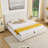 King Functional Vertical Striped Bed with Gas Lift Storage, Luxury Fluffy Rabbit Fur Fabric Up-holstered Double Bed-1166343002
