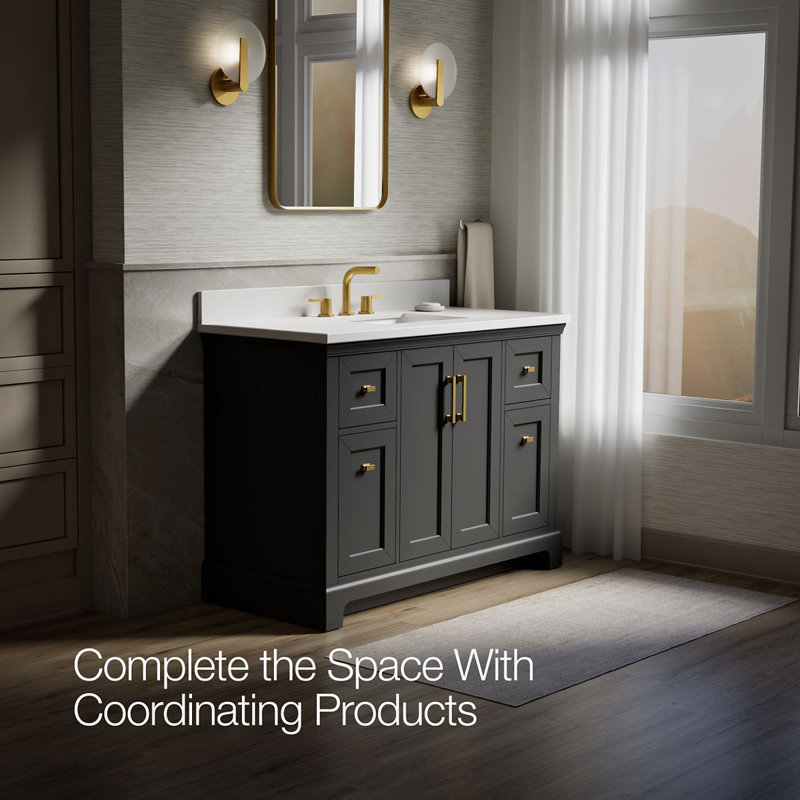 Charlemont 48 In. Bathroom Vanity Cabinet With Sink And Quartz Top, Dark Warm Gray