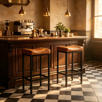 Ensemble de 2 tabourets de bar en cuir souple de 76 cm (30 pouces) — Résistants à l'eau et à l'huile, faciles à nettoyer, idéaux pour les bars et les îlots de cuisine