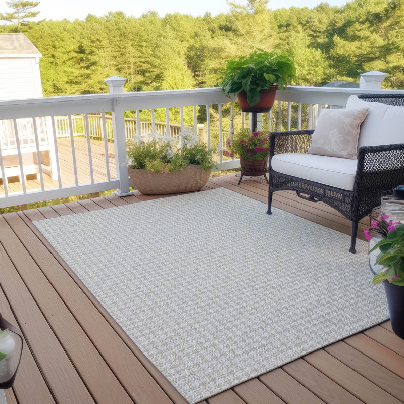 Tapis intérieur / extérieur en polyester tissé à la machine Loreen, Rectangle 8 pi x 10 pi