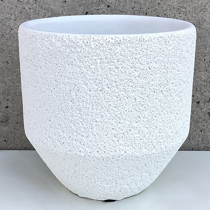 Textured White Pot, 4.3" H x 4.3" W x 4.3" D