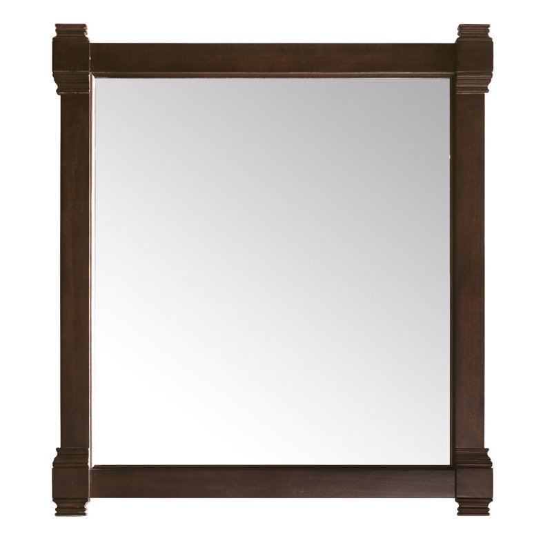 Brittany Flat Beveled Wall Mirror, Burnished Mahogany, 39.25" x 22"