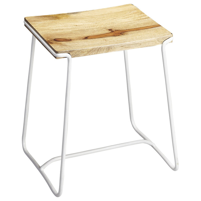 Tabouret de comptoir élégant en bois et en métal bleu, Blanc
