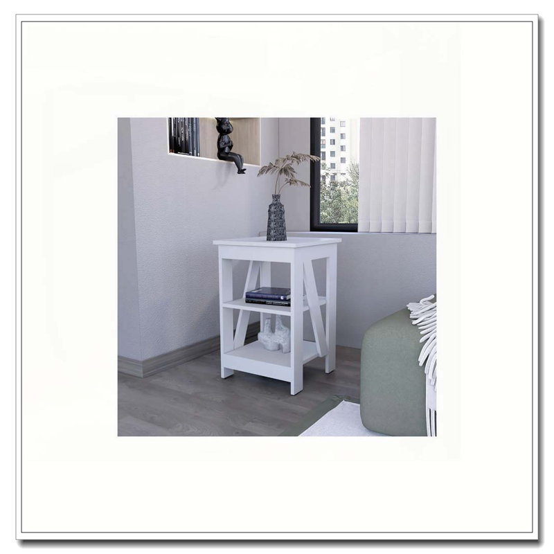 Table blanche avec 2 tablettes, Blanc