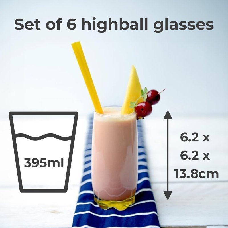 Razel 390ml Highball Glass Set