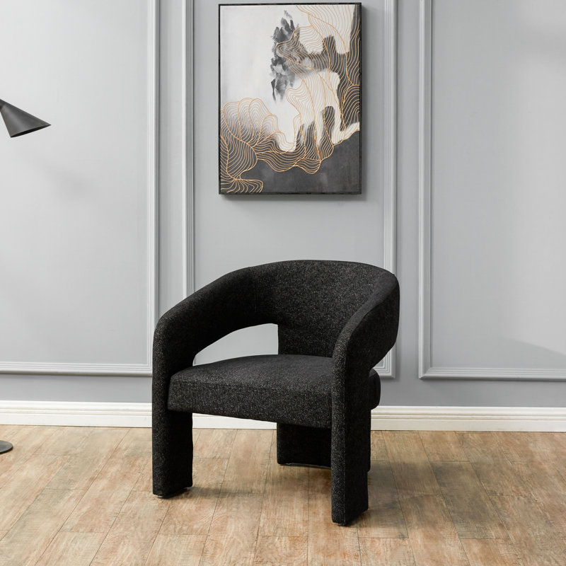 Fauteuil en velours l 28,5 po Ashlyn, Lin noir