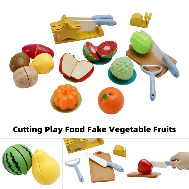21-Piece Colorful Plastic Play Food Set for Kids