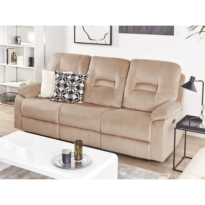 Aldea 3 Seater Velvet Electric Reclining Sofa, Beige
