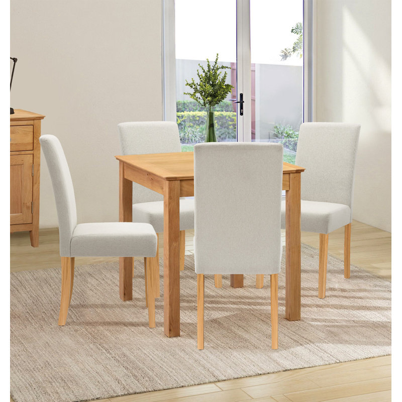 Madelynn 2 - Person Solid Oak Dining Set, 5 Pieces: 1 Table, 4 Chairs, Beige