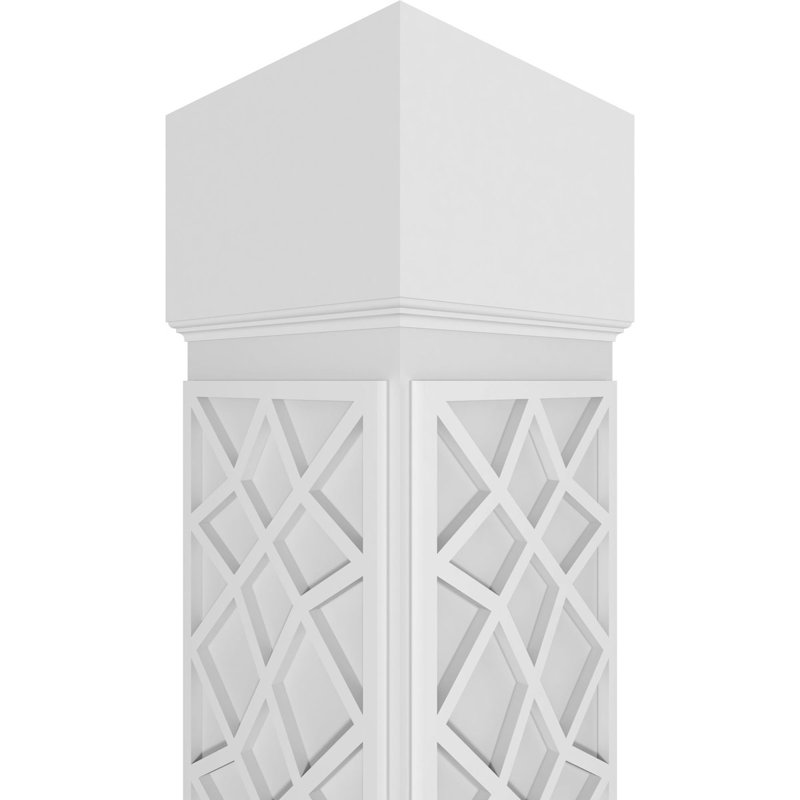 Craftsman Classic Square Non-Tapered Mosaic Fretwork Column w/ Standard Capital & Base, 120" H x 11.6" W x 11.6" D