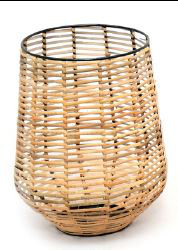 Lanterne en fer naturel et bambou Dearl de 9,75 po de diamètre