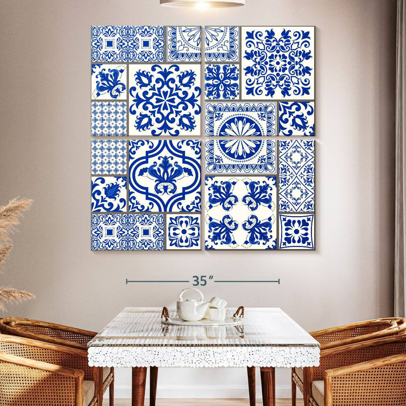 Carreaux bleu majolique, H 50 po x l 50 po