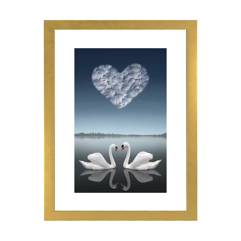 "Together" par Ben Heine-impression d’art graphique, Papier encadré doré, Blanc, H 24 po x l 16 po x P 1 po
