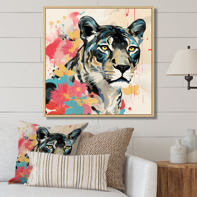 Yellow And Blue Leopard Collage V - Puma Animal Wall Art