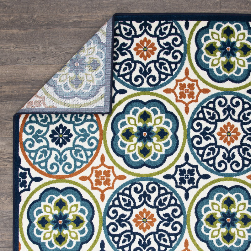 Washable Geometric Indoor / Outdoor Rug, Rectangle 3'3'' x 5'3''