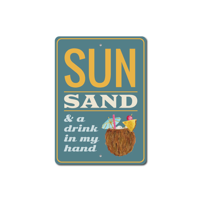 Plaque en aluminium «Coconut Drink», H 18 po x l 12 po x P 0,06 po