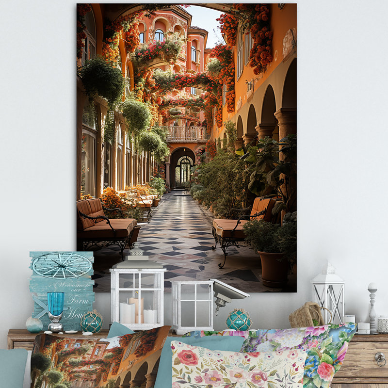 Espagnole, art mural espagnol, reproduction de paysage hacienda - Arabu espagnol hacienda, H 44 po x l 34 po x P 1,5 po