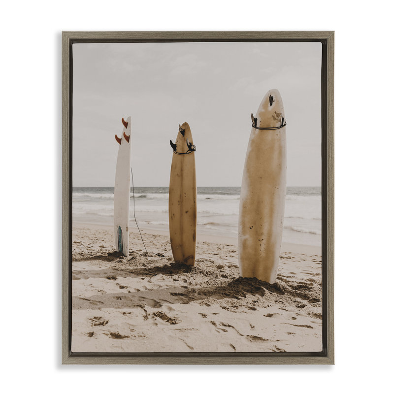  Art mural encadré flottant encadré de planches de surf côtières par LSR Design Studio, Cadre flottant orme Montalcino