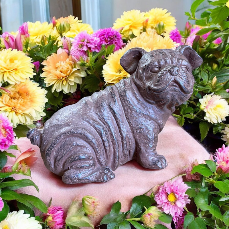 Realistic Dog Polyresin 26cm Garden Statue - Hand-Finished Decorative Sculpture for Indoor & Outdoor Lawn, Patio and Garden