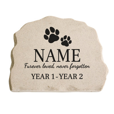 Personalized Pet Memorial Garden Stone with Paw Prints – Custom Dog or Cat Loss Remembrance Gift, Outdoor Standing Sympathy Stone for Garden or Lawn