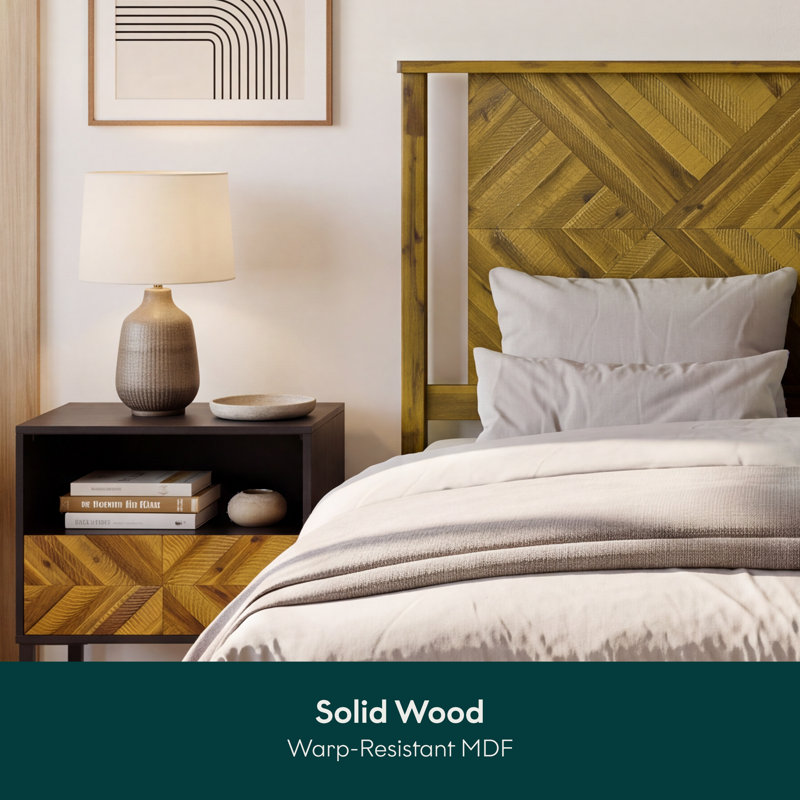 Ethan Solid Wood Rustic Headboard, Queen, Rustic Brown