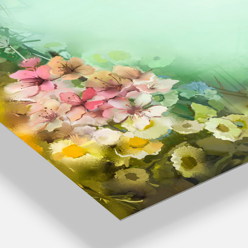 Fleurs rétro avec forme de cœur - horloge murale moderne, Petit