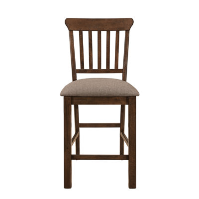 2 chaises en bois brun foncé à hauteur de comptoir, siège rembourré, chaise en bois de mobilier de salle à manger transitionnel 2, cuisine