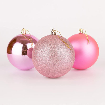 Christmas Baubles 3 Pack, Shatterproof Tree Decorations with Glitter, Matte and Shiny Finishes