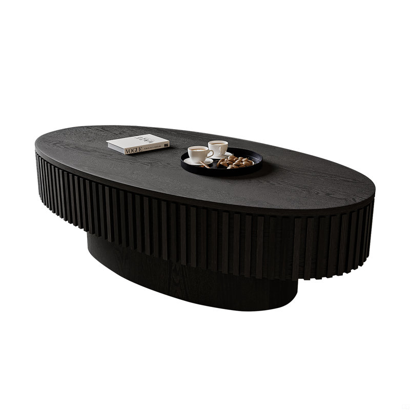 Table basse 47 po ovale avec rangement, Noir