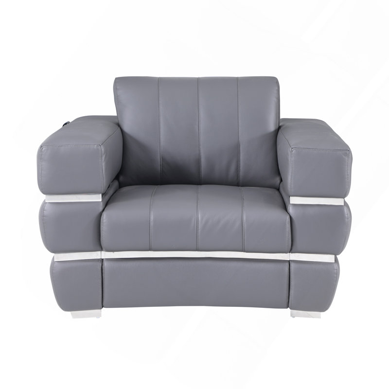 Chaise en cuir fleur, Gris