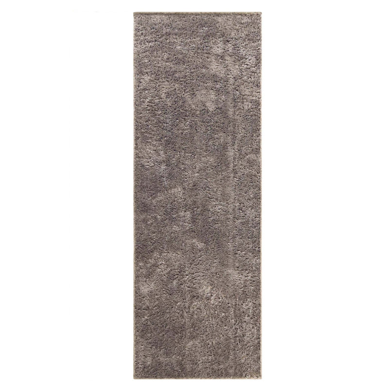 Hemsworth California Shag Solid Polyester Non-Slip Indoor Area Rug or Runner With Foam Backing, Runner 2'7" x 8', Warm Stone
