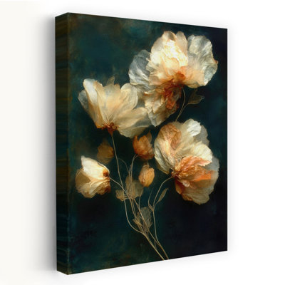 Ethereal Golden Blooms by CATS AND DOTZ - Wrapped Canvas Print