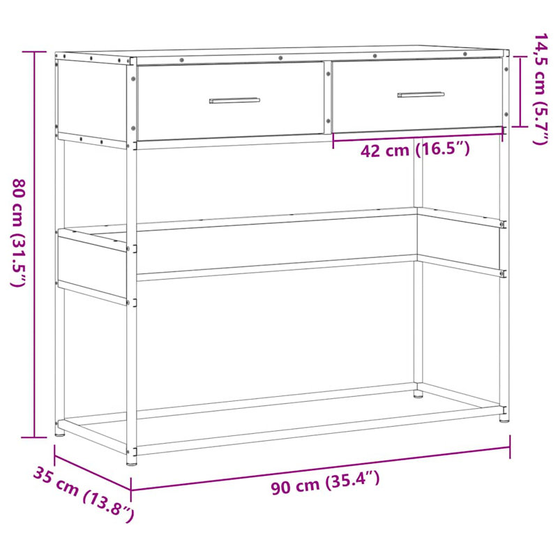 10-3 80cm Console Table, Black