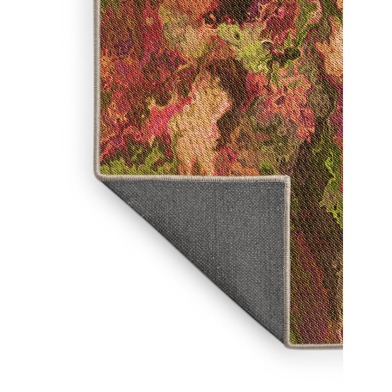Tapis abstrait orange, Tapis de couloir 2 pi x 5 pi