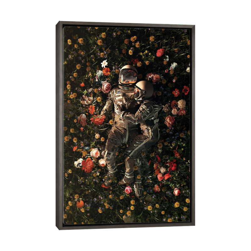 «Garden Delights II» par Nicebleed - impression sans cadre, Toile avec cadre flottant foncé en bois rustique, Non