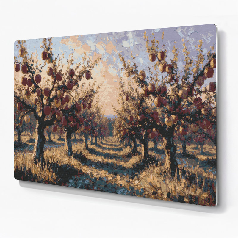 «Farm Apple Trees», art mural en métal brun, H 11 po x l 14 po