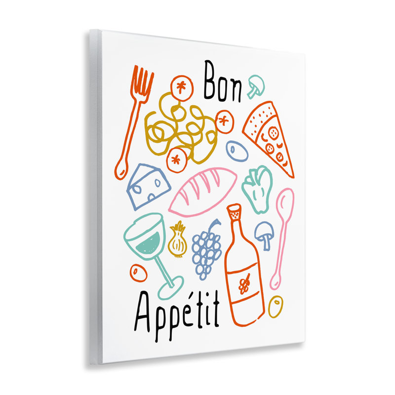 Plaque murale Bon Appetit, croquis colorés, design par Heather Dutton