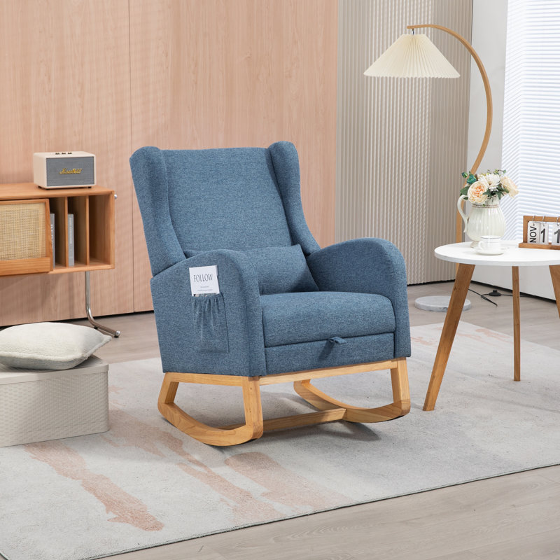 Chaise berçante Jakela, Naturel, Bleu