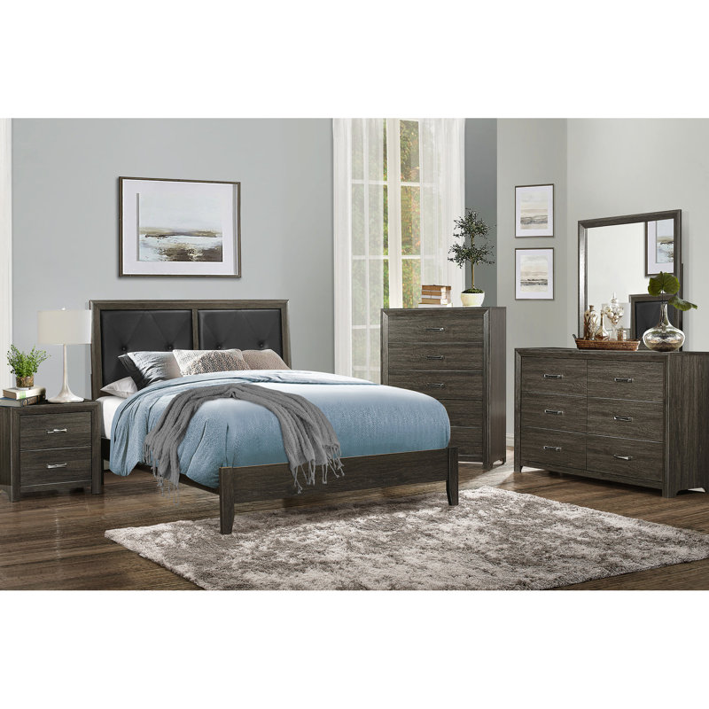 Table de chevet moderne avec 2 tiroirs de couleur moderne pour les avantages et les options de rangement, Gris foncé