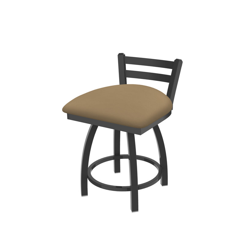 Jackie 18" Tall Metal Vanity Stool, Vinyl-Canter Sand, Pewter