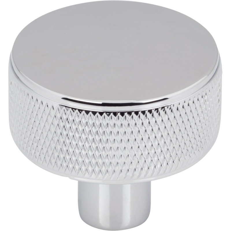 Burnham 1 1/4" Length Round Knob, Polished Chrome